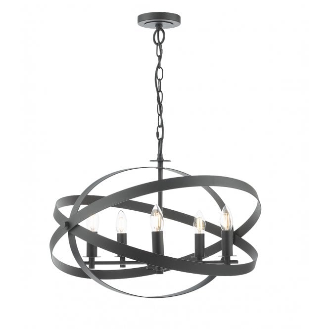 NITYA 5 Light Matt Black Industrial Style Pendant