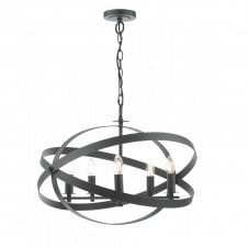 NITYA 5 Light Matt Black Industrial Style Pendant