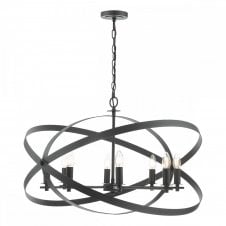 NITYA 8 Light Matt Black Industrial Style Ceiling Pendant