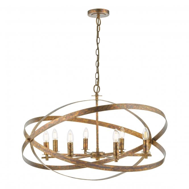 NITYA Large Gyroscope Ceiling Pendant Mottled Copper 8 Light
