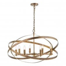 NITYA Large Gyroscope Ceiling Pendant | Mottled Copper | 8 Light