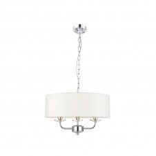 NIXON 3 light nickel ceiling pendant with white surround shade