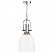 NOLAN industrial style polished chrome & clear glass ceiling pendant