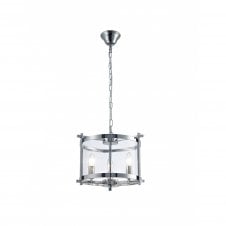 NOLAN Single Small Pendant 3 Light E14 Polished Chrome/Clear Glass