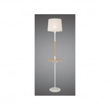 NORDICA II floor lamp with USB in white and beech finish