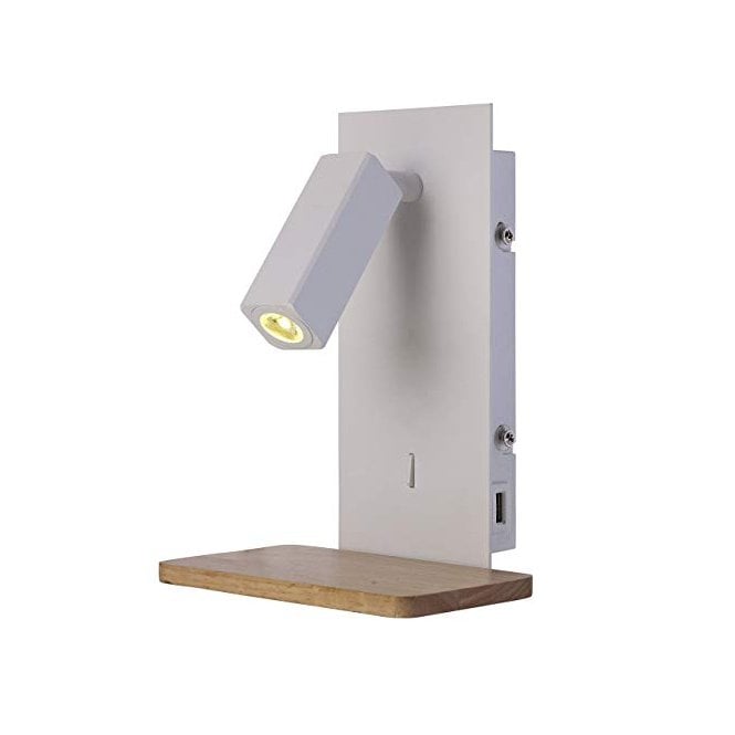 NORDICA II LED wall light with USB beech/white