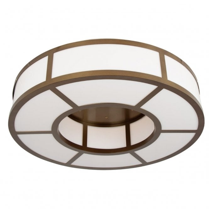 NORMAN Large Ring Flush Light in Opal Glass and Bronze | Integrated LED
