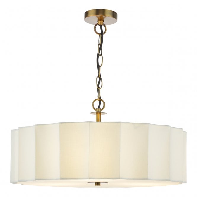 Noura 3 Light Pendant - Antique Bronze with Ivory Scalloped Shade