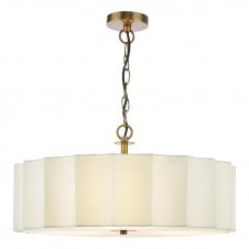 a white ceiling pendant light with petal shaped shade detail 