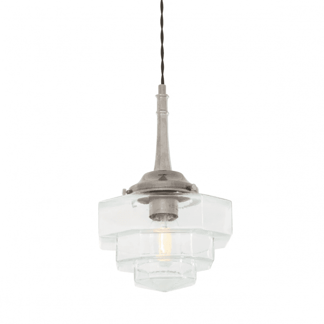 NOVATO Hexagonal Art Deco Ceiling Pendant Antique Brass