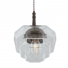 NOVATO Hexagonal Art Deco Ceiling Pendant Antique Silver