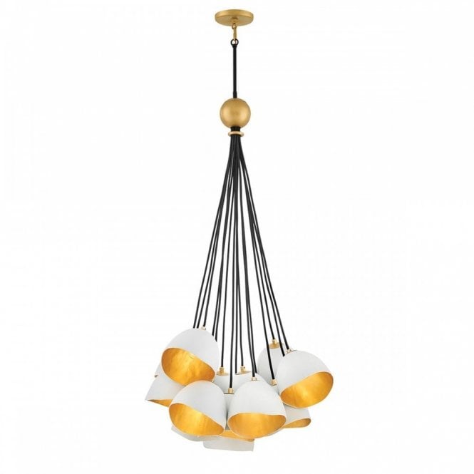 NULA 15 Light Pendant Cluster in White and Luxe Gold