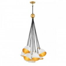 NULA 15 Light Pendant Cluster in White and Luxe Gold