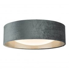 NYSA 2 Light Flush Ceiling Light with Velvet Dark Grey Shade | 40cm