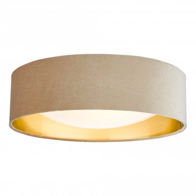 NYSA 2 Light Flush Ceiling Light with Velvet Taupe Shade | 40cm