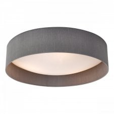 NYSA 3 Light Flush Ceiling Light - Grey Faux Silk 60cm
