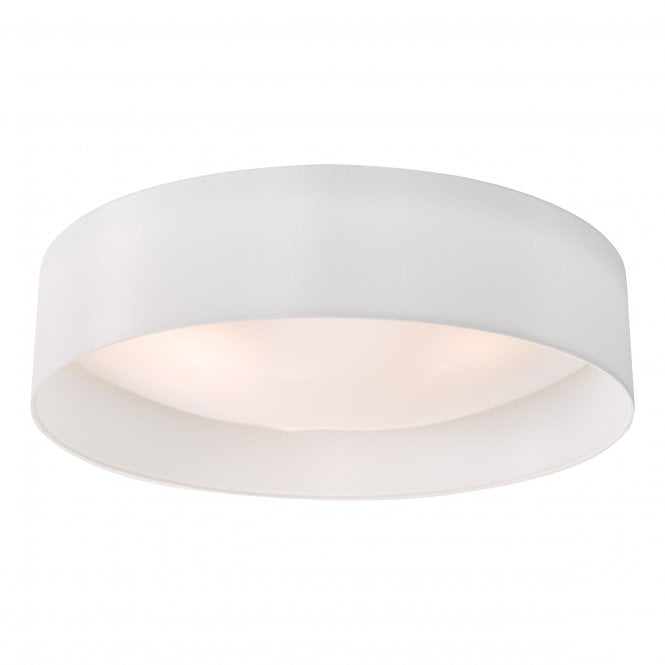 NYSA 3 Light Flush Ceiling Light - White Faux Silk 60cm