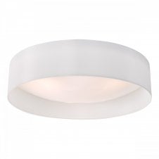 NYSA 3 Light Flush Ceiling Light - White Faux Silk 60cm