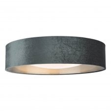 NYSA 3 Light Flush Ceiling Light with Velvet Dark Grey Shade | 60cm