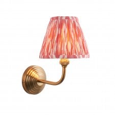 Obelisk Arc Brass Wall Light with Ikat shade in Coral