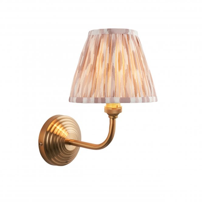 Obelisk Arc Brass Wall Light with Ikat Shade in Neutral