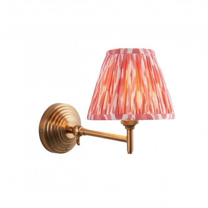 Obelisk Fold Brass Wall Light with Ikat Shade In Coral