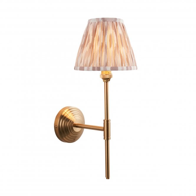 Obelisk T Bar Brass Wall Light with Ikat Shade in Neutral