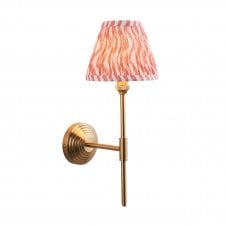 brass t bar wall light with ripple pattern shade in Coral