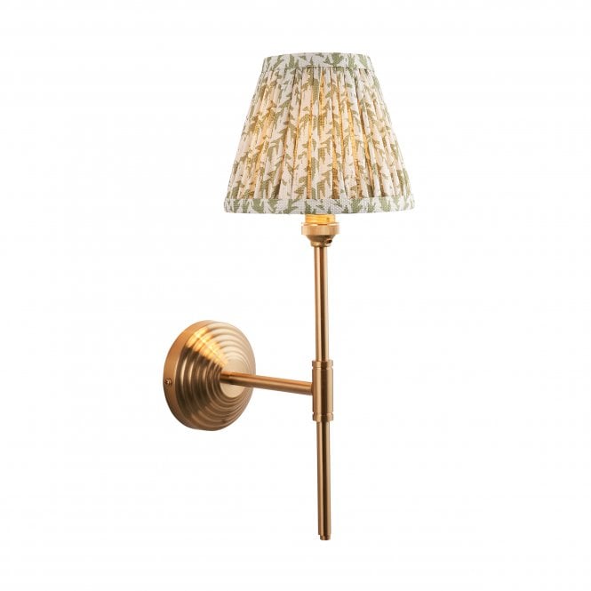 Obelisk T Bar Wall Light with Leaf Shade in Green
