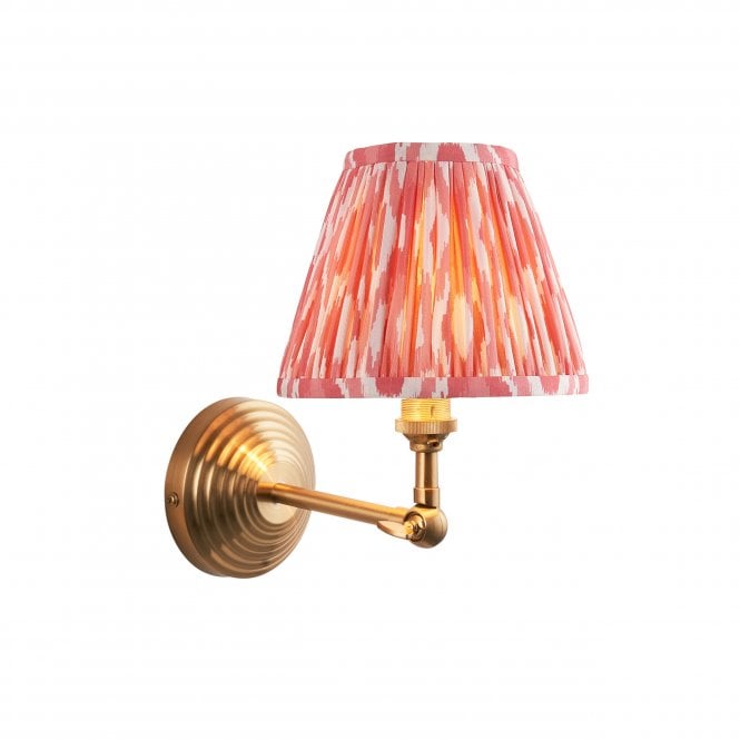 Obelisk Wing Brass Wall Light with Ikat Shade In Coral