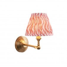Obelisk Wing Brass Wall Light with Ripple Shade in Coral Pink
