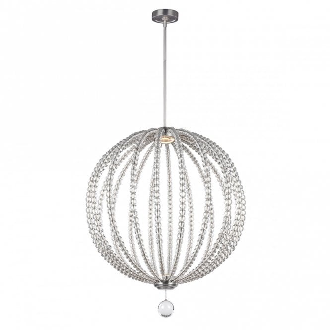 OBERLIN globe frame LED ceiling pendant with clear bead detail (large)