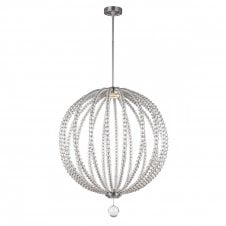 OBERLIN globe frame LED ceiling pendant with clear bead detail (large)