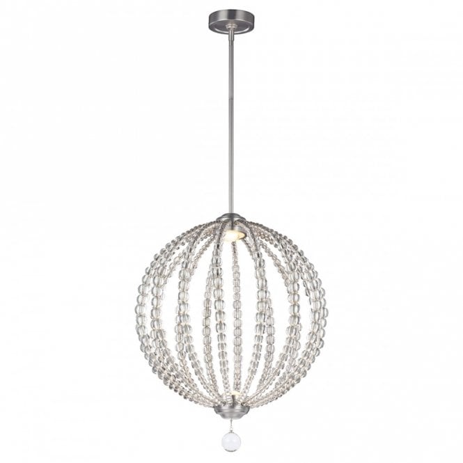 OBERLIN globe frame LED ceiling pendant with clear bead detail (medium)