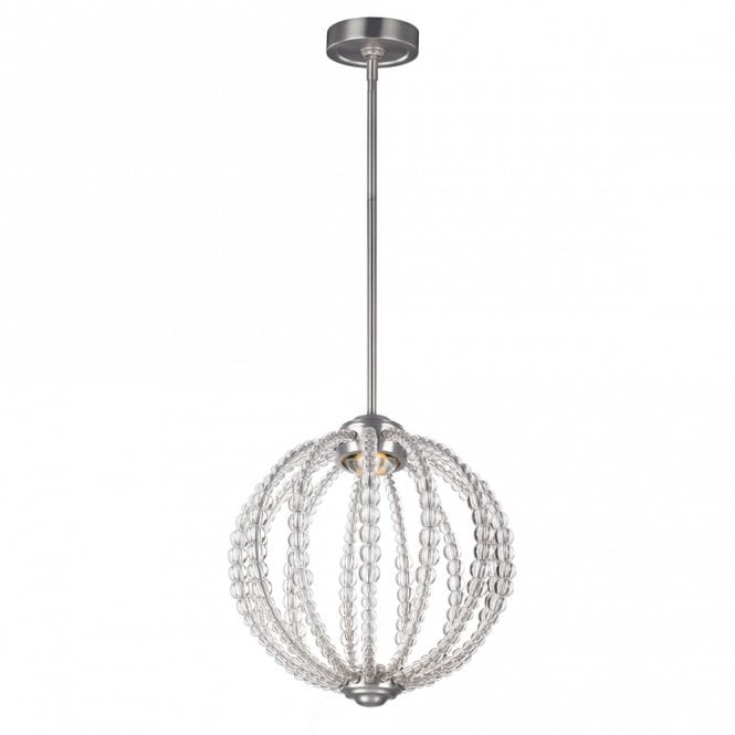 OBERLIN globe frame LED ceiling pendant with clear bead detail (small)