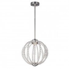 OBERLIN globe frame LED ceiling pendant with clear bead detail (small)