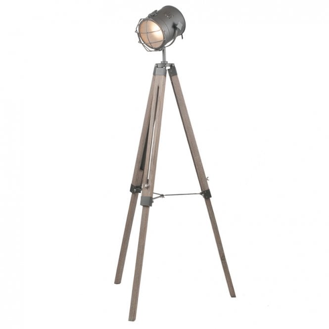 OCEAN Metal and Antique Wood Tripod Floor Lamp