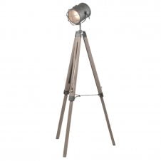 Metal and Wood Tripod Floor Lamp | www.lightingocmpany.co.uk 