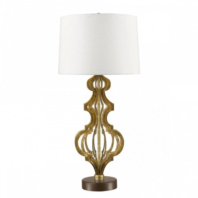 OCTAVIA decorative distressed gold table lamp with cream shade