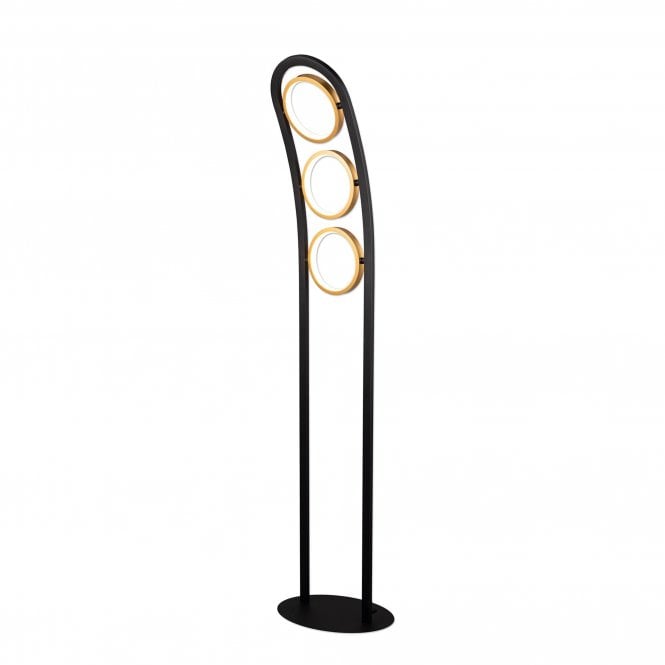 OCULOUS Floor Lamp | 3 Ring | 25W LED | 3200K | 1375lm | Satin Black and Gold | 3yrs Warranty