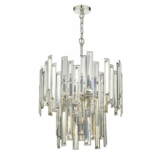 ODILE two tier gold tone crystal and polished nickel ceiling pendant
