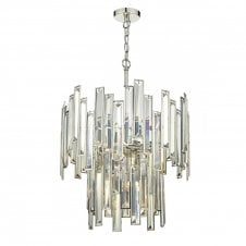gold tone crystal ceiling pendant with nickel frame