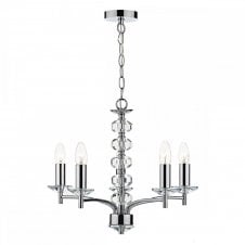 OLEANA decorative 5lt polished chrome & crystal glass ceiling pendant