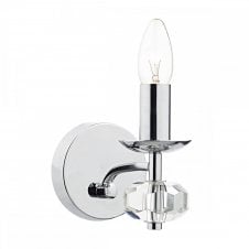 OLEANA polished chrome & crystal glass modern wall sconce