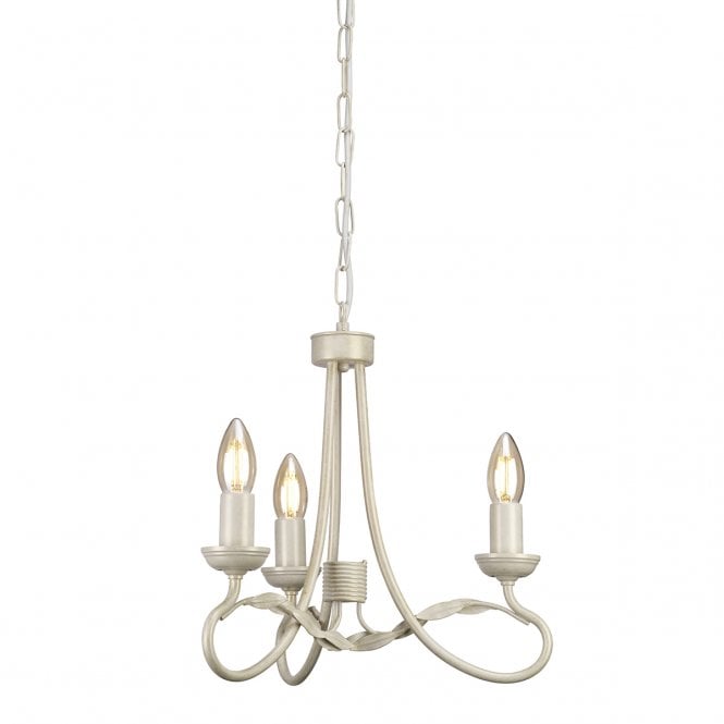 OLIVIA Handmade in UK 3 Light Ceiling Pendant Organic Leaves Decoration Ivory Gold