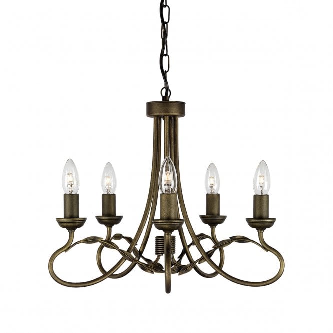 OLIVIA Handmade in UK 5 Light Ceiling Pendant Organic Leaves Decoration Black Gold