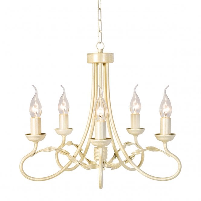 OLIVIA Handmade in UK 5 Light Ceiling Pendant Organic Leaves Decoration Ivory Gold