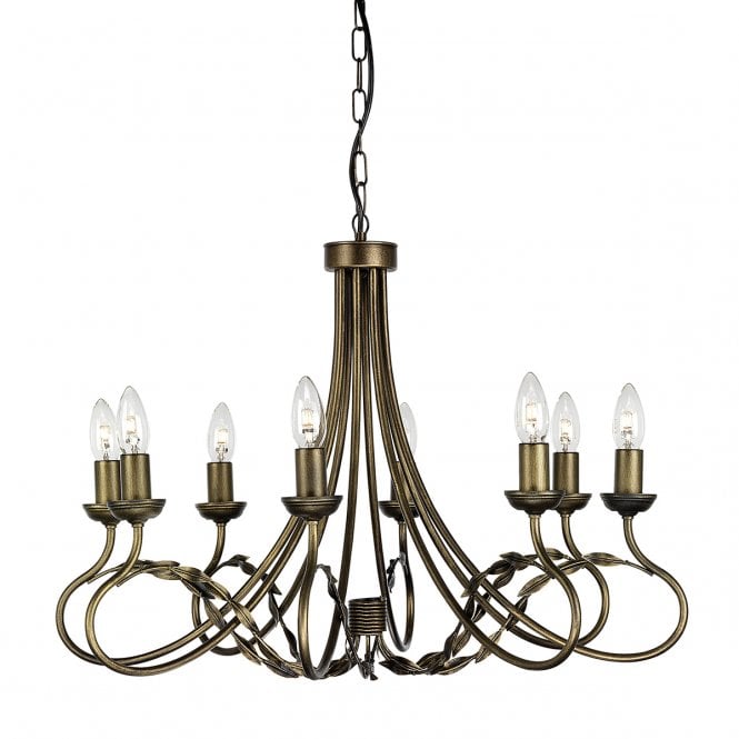 OLIVIA Handmade in UK 8 Light Ceiling Pendant Organic Leaves Decoration Black Gold