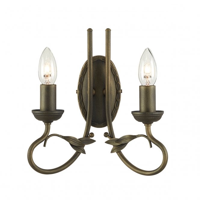 OLIVIA Handmade in UK Twin Wall Light Organic Leaves Decoration Black Gold