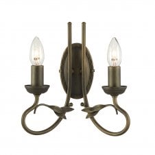 Twin Candle Style Wall Light, Black Gold Finish